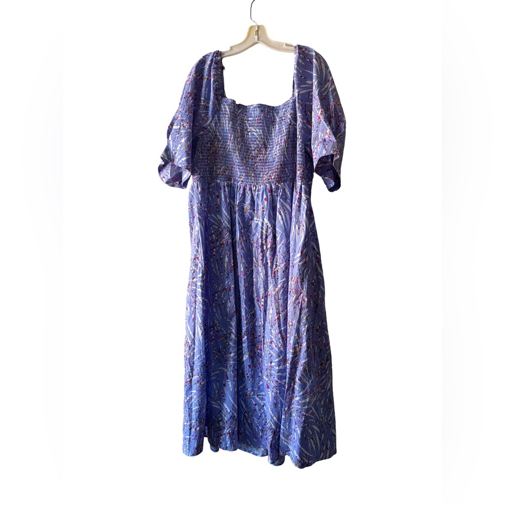 Eloquii Floral Blue Midi Dress 3X - Picture 2 of 3